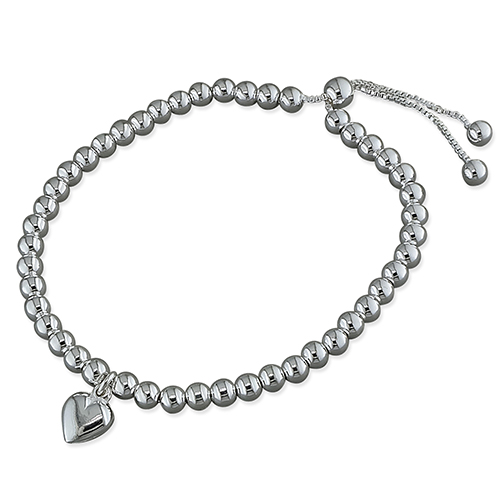 Sterling Silver Adjustable Heart Bead bracelet The Silver Lily